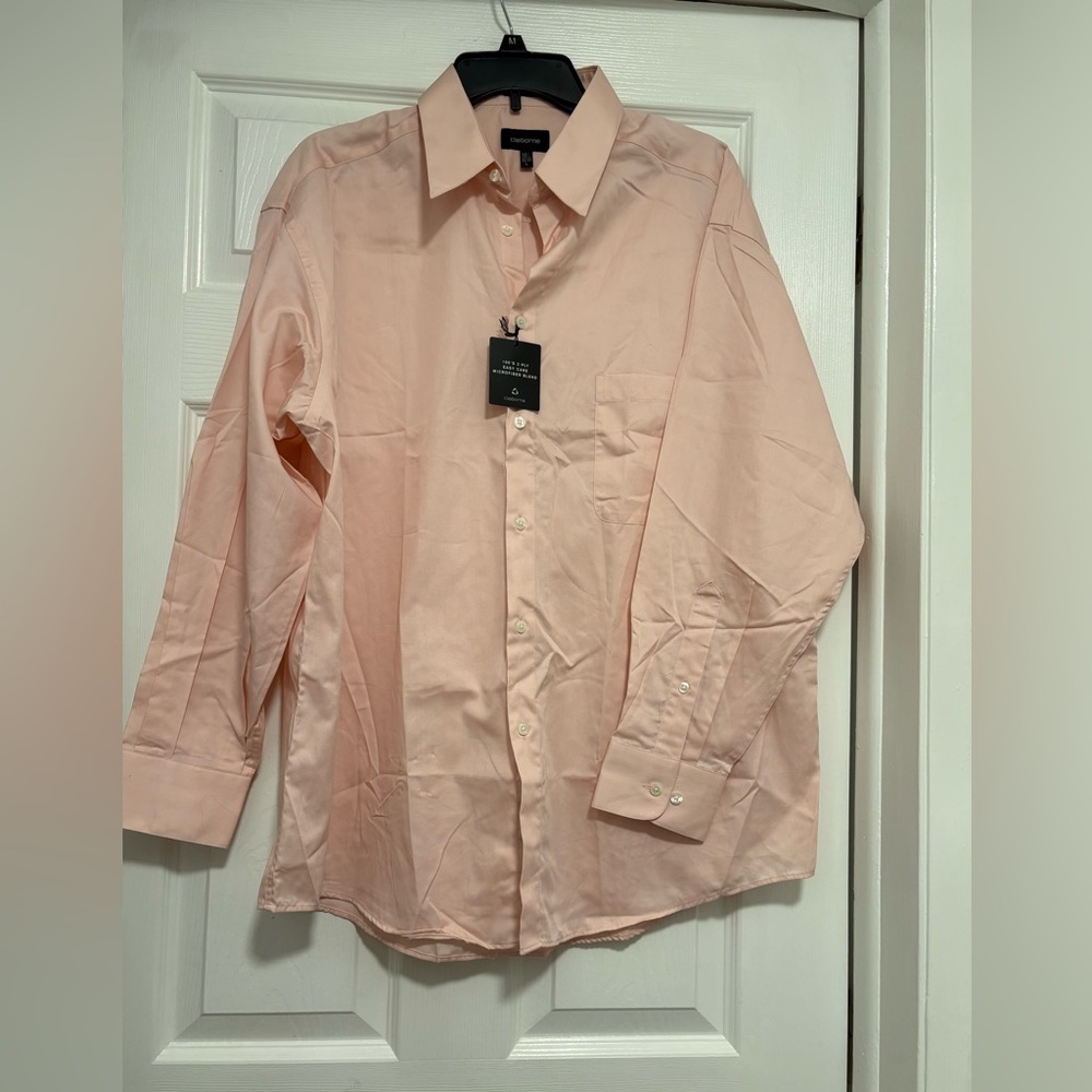 NWT MENS STONE ROSE PEACH COTTON BUTTON DOWN SHIRT LONG SLEEVE SIZE L